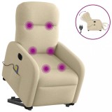 vidaXL Fotoliu electric de masaj rabatabil cu ridicare, crem, textil