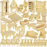 Set mobilier din lemn pentru casuta de papusi, 34 piese Kruzzel