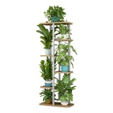 Cumpara ieftin Suport flori metal alb dtd sonoma stejar Ledor 36x23.5x106 cm