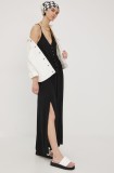 Rip Curl rochie culoarea negru, maxi, evazată