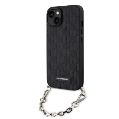 Husa pentru iPhone 15 / iPhone 14 / iPhone 13 - Karl Lagerfeld Saffiano Monogram Chain (KLHCP14SSACKLHPK) - Black foto