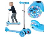 Trotineta reglabila cu 3 roti luminoase LED, albastru, MalPlay 112328