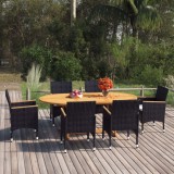 VidaXL Set mobilier pentru grădină, 7 piese, negru, poliratan 3070755