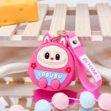 Geanta Mini cu Breloc din Silicon EMC ONSHOP&reg;, model animat de tipul "La Bubu", 8 cm, Roz