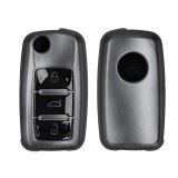 Husa Cheie Auto Kwmobile pentru Skoda/Seat 3 Butoane, Gri/Negru, Silicon, KWM000009SP018C