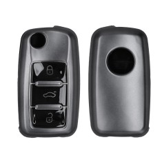 Husa Cheie Auto Kwmobile pentru Skoda/Seat 3 Butoane, Gri/Negru, Silicon, KWM000009SP018C