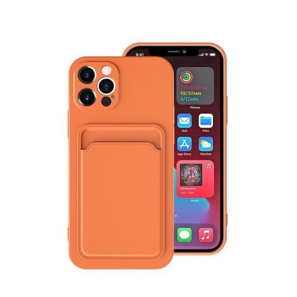 Husa protectie flippy cu suport card compatibila cu apple iphone 12 pro portocaliu