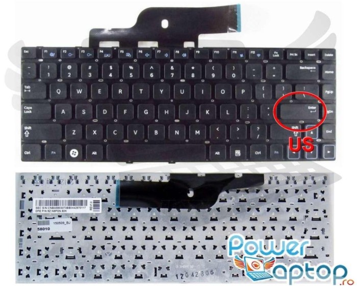 Tastatura Samsung 300E4A layout US fara rama enter mic, 300V4A layout US fara rama enter mic, NP300E4A layout