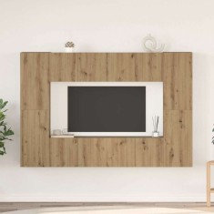 vidaXL Set comodă TV cu raft Pe perete 8 pcs stejar artizanal 60 x 30 x 30 cm foto