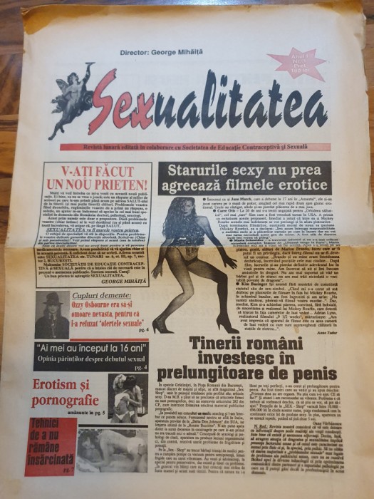 ziarul sexualitatea anii &#039;90 - anul 1,nr,1 - prima aparitie a ziarului