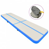 Saltea Gimnastică Gonflabilă vidaXL 800x100x15cm PVC Albastră cu Pompă - Fitness, Yoga, Kickboxing