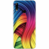 Husa silicon pentru Huawei P Smart 2019, Curly Colorful Rainbow Lines Illustration
