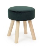 Cumpara ieftin Taburet cu picioare din lemn natur si sezut velur verde Adeline 34x34x38 cm