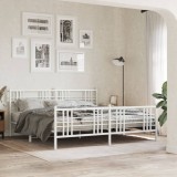 Cadru Pat Metalic vidaXL Alb 180x200 cm cu Tăblie Cap/Picioare. Suport Saltea Robust. Dimensiuni 207x187x90 cm