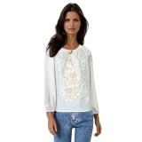 Bluza tip ie traditionala dama DEC, alb pur/auriu antichizat , marimea 2XL