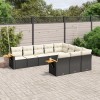 Gossi set canapele de gradina cu perne, 10 piese, negru, poliratan