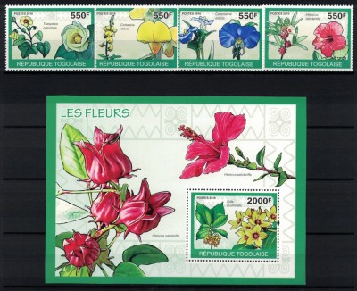 TOGO 2010 - Flori /serie completa + colita MNH foto