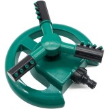Aspersor de gradina, sistem automat de stropire cu apa, rotativa la 360&deg;, cu 3 brate, din plastic, verde/negru