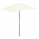 Umbrelă de soare, exterior, st&acirc;lp lemn, 150x200 cm, nisipiu, vidaXL