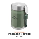 Termos mancare cu tacam Stanley The Legendary Food Jar + Spork Hammertone Green 0.4 l