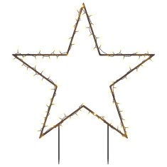 Decoratiune stea cu lumini de Craciun cu tarusi, 80 LED, 60 cm