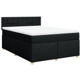 Cumpara ieftin Pat box spring cu saltea, negru, 140x200 cm, textil