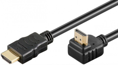 Cablu HDMI 2.0 cu ethernet 19 pini tata - HDMI 19 pini tata 90 grade aurit OFC 1.5m Goobay foto