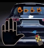 Cumpara ieftin Semn LED auto cu telecomanda, tip mana, cu 4 moduri de utilizare, iluminare puternica, compatibilitate universala, negru/portocaliu