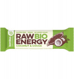 Baton Energizant cu Nuca de Cocos si Cacao Bio Raw Energy 50 grame Bombus