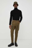 G-Star pantaloni bărbați, culoarea verde, drept
