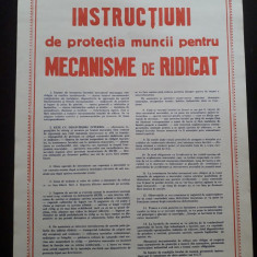 HST Afiș pe hârtie protecția muncii România comunistă