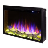 Semineu electric incorporabil Tomas maxi, Art Flame, 50 de combinatii ale culorii flacarilor, Termostat, Cristale si busteni
