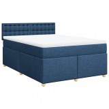 Cumpara ieftin Pat continental cu saltea, albastru, 160x200cm, material textil