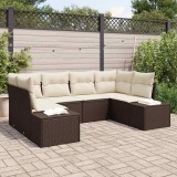 VidaXL Set de canapele pentru grădină cu pernă 6 pcs Maro Rattan poli 3347198