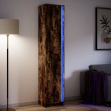 Cumpara ieftin Dulap &icirc;nalt LED stejar fumuriu 41,5x32,5x200 cm lemn prelucrat