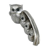 Cumpara ieftin Statueta Decorativa Familie Bufnita Argintie 10 cm, Rasina, Aspect Vintage, Cadou Deosebit, Decoratiune Casa, Aniversare