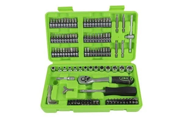 Set biti si tubulare 1/4&#039; cu surubelnita si clichet 130 buc jbm