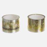 Bandă adezivă decorativă washi tape, set 2 role, 3 cm x 2 m, holografică, argintie și aurie, cu model de stele, CMCLASS