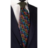 Cumpara ieftin Cravata Matase Naturala Italiana, Nod Contrastant, Model Unicat, Negru Verde Multicolor, 148cm, Cutie Cadou