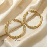 Cumpara ieftin Cercei Aura Regala , Cercei Rotunzi Rasuciti 4 cm placati 18K Brazilia