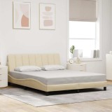 vidaXL Cadru de pat fără saltea, crem, 160x200 cm, textil
