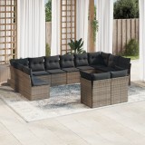 Gossi set canapea de gradina cu perne, 12 piese, gri, poliratan