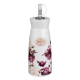 Recipient Ceramic Ulei, Floral, Alb/Mov, Capacitate 240ml, Oem