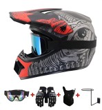 Set Cască Cross Eye Fury cu Mănuși, Ochelari, Cagulă pentru Motociclete, Dirt Bike, Enduro, Atv Mărime XS, S, M, L, XL - Flytec