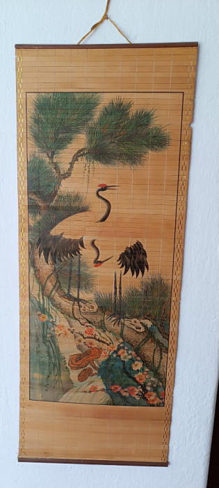 Pergament de perete din bambus, arta asiatica