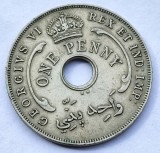 266. Moneda Africa de Vest Britanica 1 penny 1937 (KN)