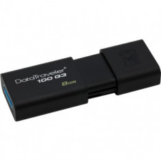 Stick USB Kingston Clasa 10, DataTraveler 100 G3, 8GB, USB 3.0, Negru, Bulk