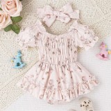 Body roz banan cu fustita cu volanase pentru fetite (Marime Disponibila: 6-9