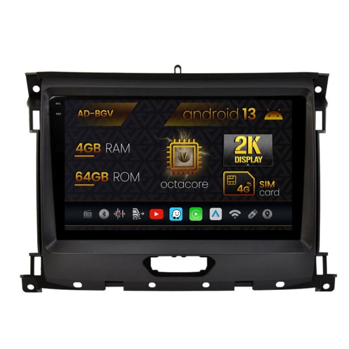 Navigatie Ford Ranger (2015-2022), Android 13, V-Octacore 4GB RAM + 64GB ROM, 9.5 Inch - AD-BGV9004+AD-BGRKIT120V2