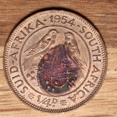 Africa de sud - moneda de colectie raruta - 1/4 penny 1954 - bronz - Elisabeta 2